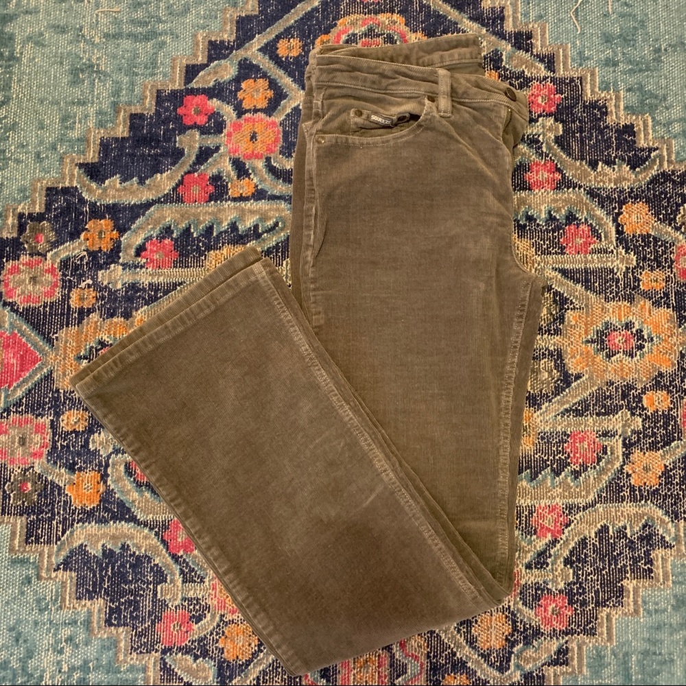 Olive Green Corduroy Flare Leg Pants, Size 11/12